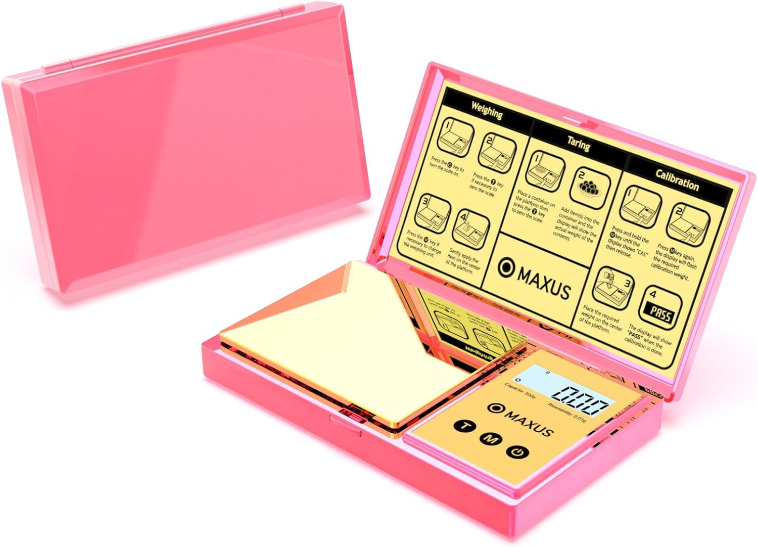 Digital Gram Scale 200g x 0.01g Pink
